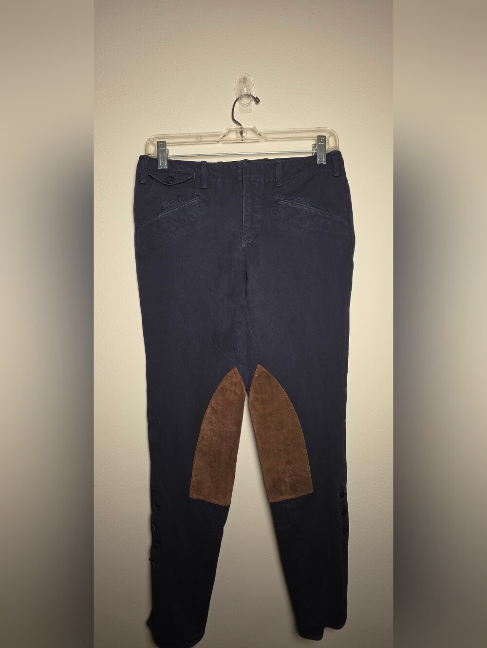 Ralph Lauren Navy Riding Pants with Brown Suede Knee Patches